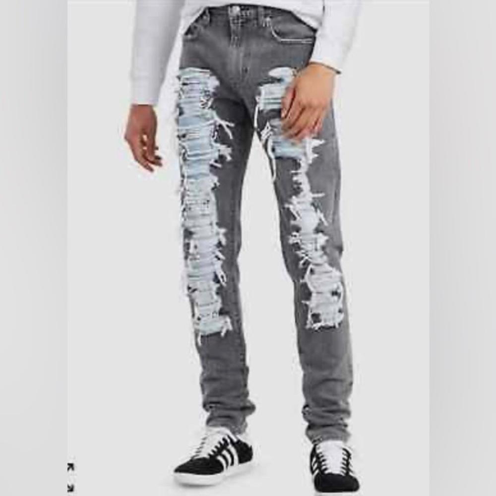 Levi's Premium LO-BALL Unique Limited Stack Scratch black and blue jeans for men